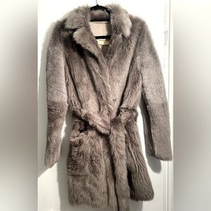 ❤️❤️YVES SALOMON size 34 Sherling Winter Coat Grey✨❤️✨